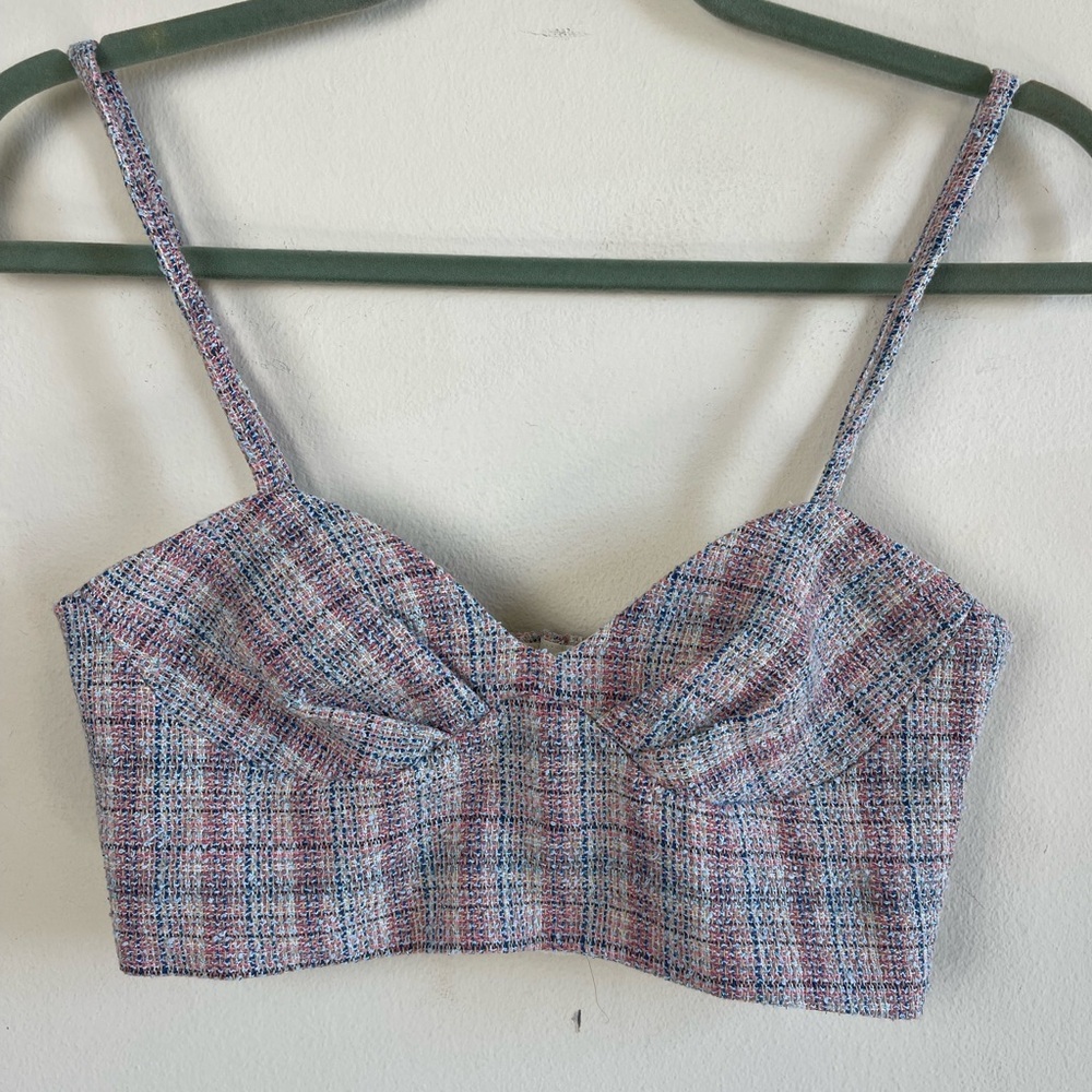 Zara Multicolor Tweed Crop Top